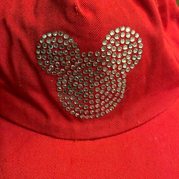 Disney Red Rhinestone Mickey Mouse Baseball Cap Hat - Picture 2 of 4